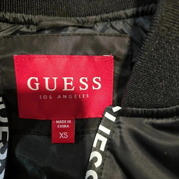 GUESS Black Bomber Jacket with Logo Tape - Picture 12 of 13